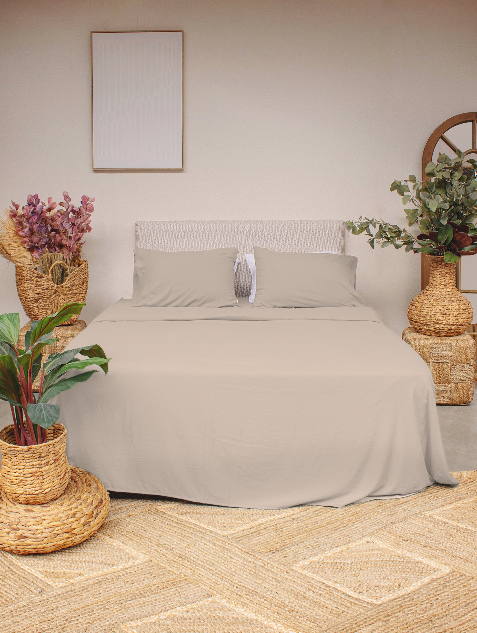 Juego de sábanas de bambú 400 Hilos Color Taupe La Mia Stanza