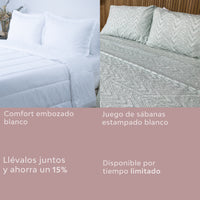 Comfort embozado blanco + Juego de sábanas