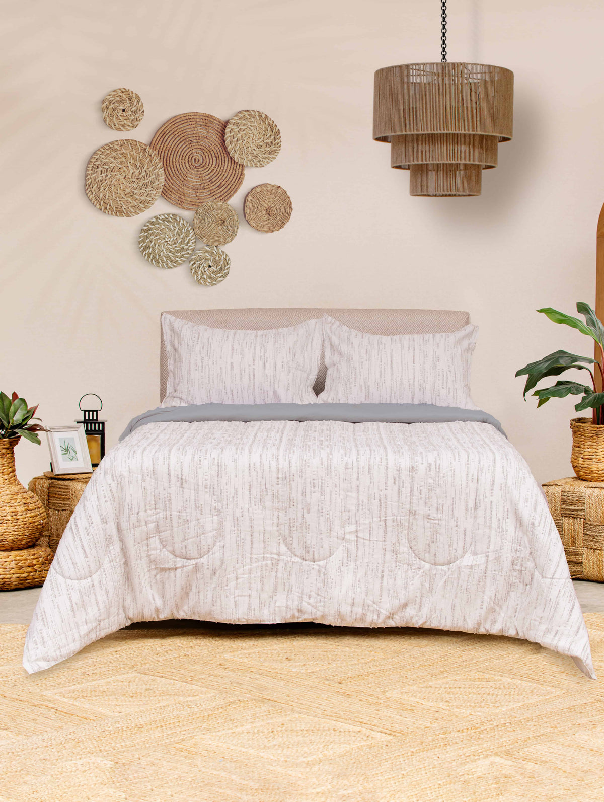 Comforter Jacquard Ceniza Imperial 100% Algodón