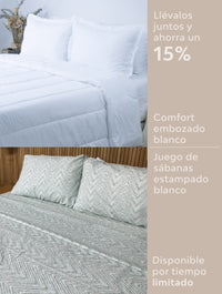 Comfort embozado blanco + Juego de sábanas