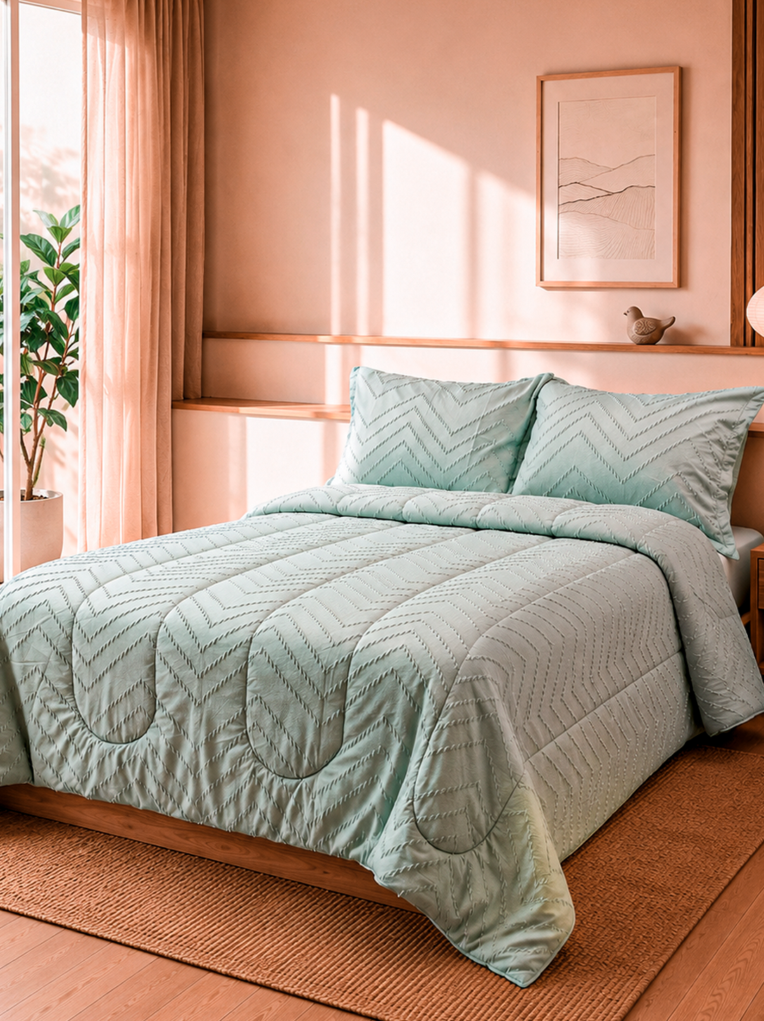 Comfort Brisa Texturizado + Funda Sham Con Pespunte