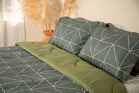 Comfort estampado doble faz gris y verde