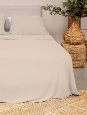 Juego de Sábanas de Bambú Beige Lujo Sutil La Mia Stanza