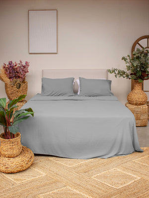 Juego de Sábanas Bambú Gris Velo Lunar La Mia Stanza