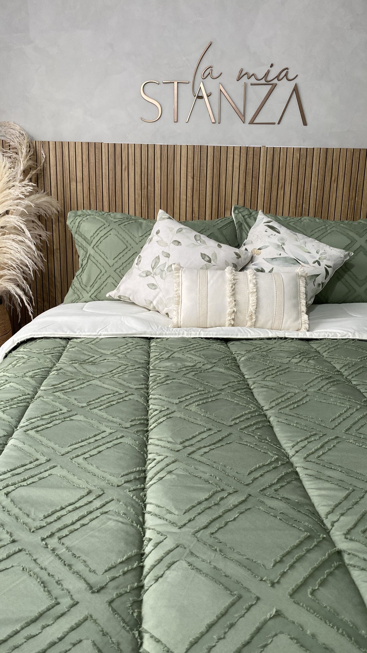 Comfort texturizado doble faz verde y beige