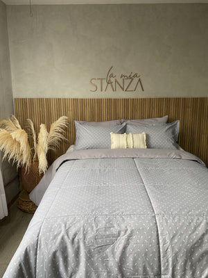 Comfort estampado doble faz gris y figuras de 144 hilos La mia Stanza