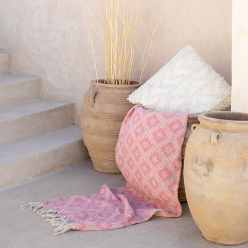 Fular - Frazada estampada beige y rosa La mia Stanza
