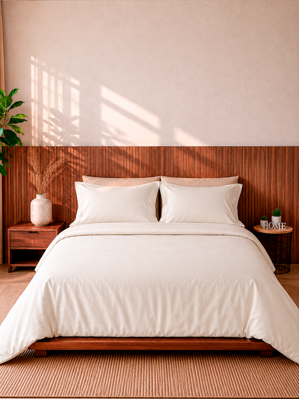 Cover Duvet de Bambú 400 Hilos con acabado elegante y caída natural en dormitorio contemporáneo.