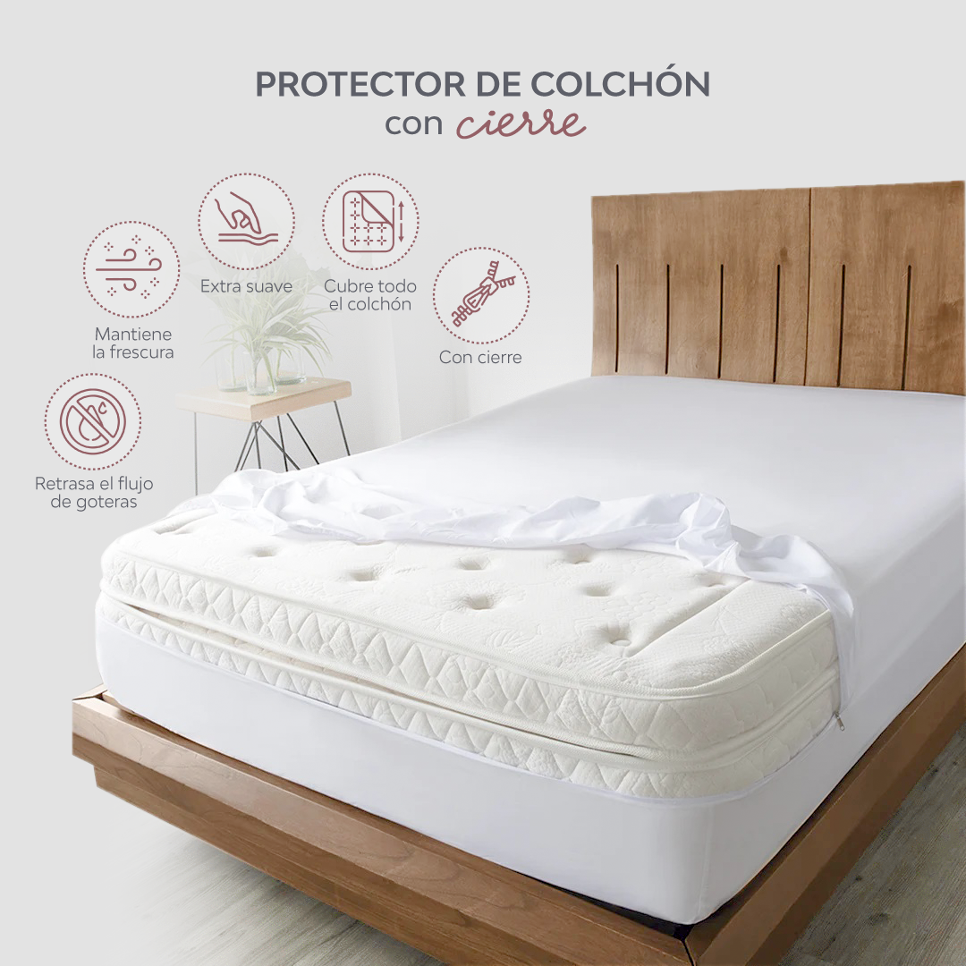 Cubre Colchon Protector Queen Antifluido Premium